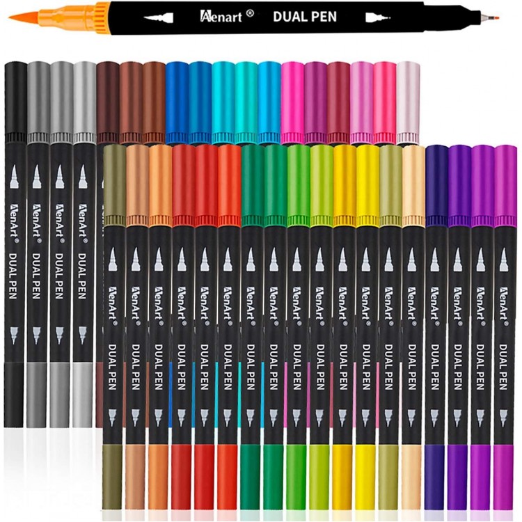 Dual Markers Brush Pens, 36 Fine Point Art Marker, Double Tip Colored Pen