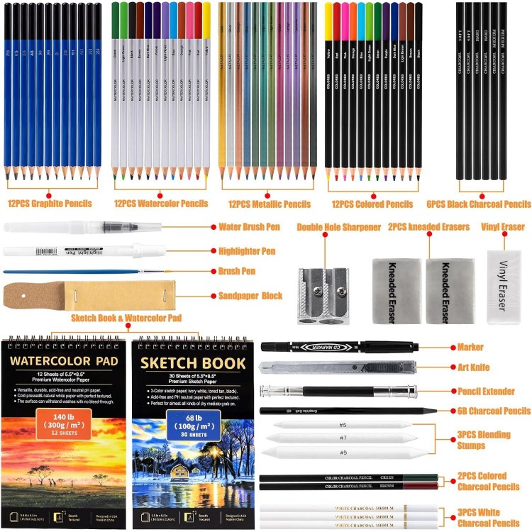 Drawdart Art Supplies Drawing Pencils Set