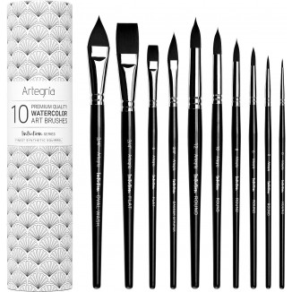 ARTEGRIA Watercolor Brush Set-10 Professional Watercolor Paint Brushes