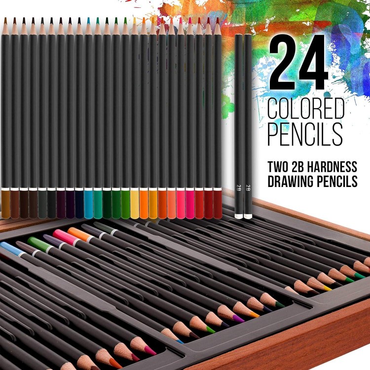 Art Supply Mega Wood Box Painting and Drawing Set in Storage Case