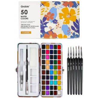 Grabie Watercolor Paint Set, Great for Painting,Detail Paint Brush Included