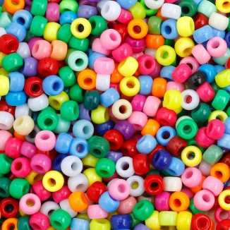 Pony Beads 1100 Pcs for Jewelry Making, Bracelets, Hair Braids - Multicolored