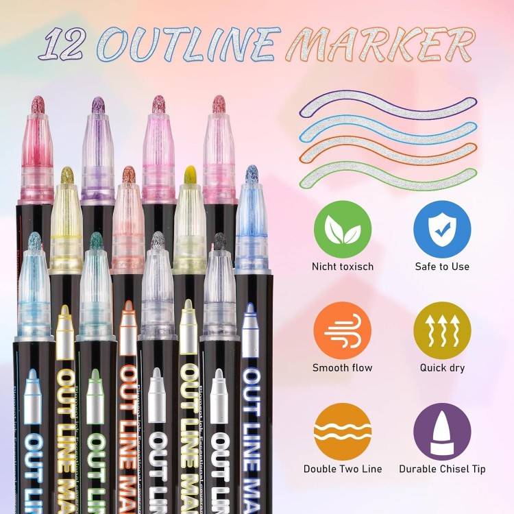 TEVILIK Glitter Marker, Doodle Dazzles Shimmer Marker Set
