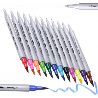 Mr. Pen- Dual Tip Brush Pens, 12 Colors, Art Markers for Kids Adults Coloring