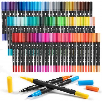 Mogyann Markers for Adult 100 Colors Dual Tip Pens with Fine and Brush Tip