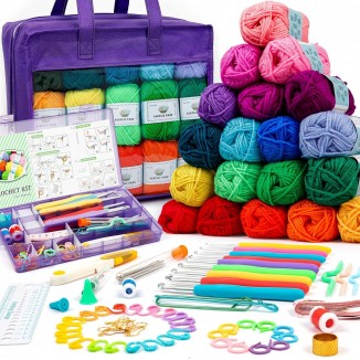 Inscraft Crochet Yarn Kit For Beginners Adults & Kids, Includes Acrylic Skeins