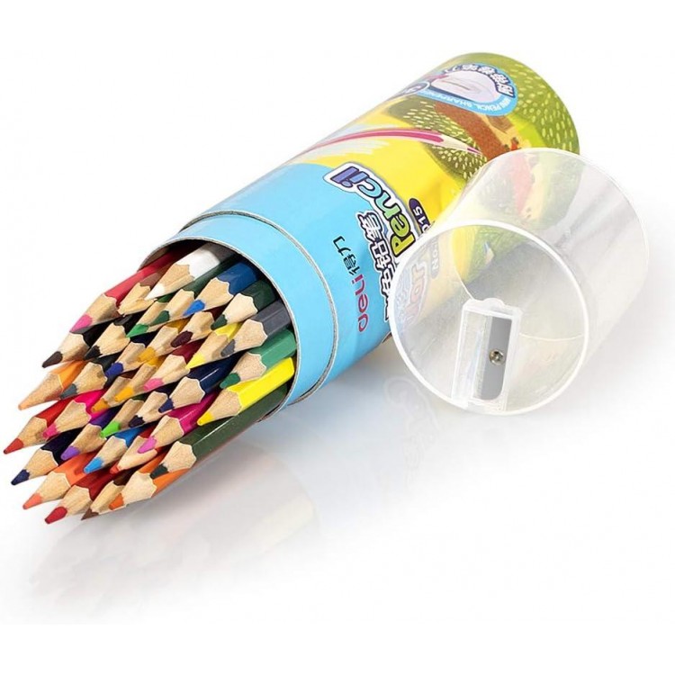 Deli 36 Pack Colored Pencils with Built-in Sharpener in Tube Cap