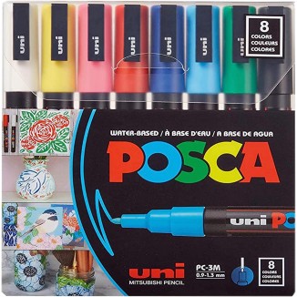 8 Posca Paint Markers, 3M Fine Posca Markers, Posca Marker Set of Acrylic Paint Pens