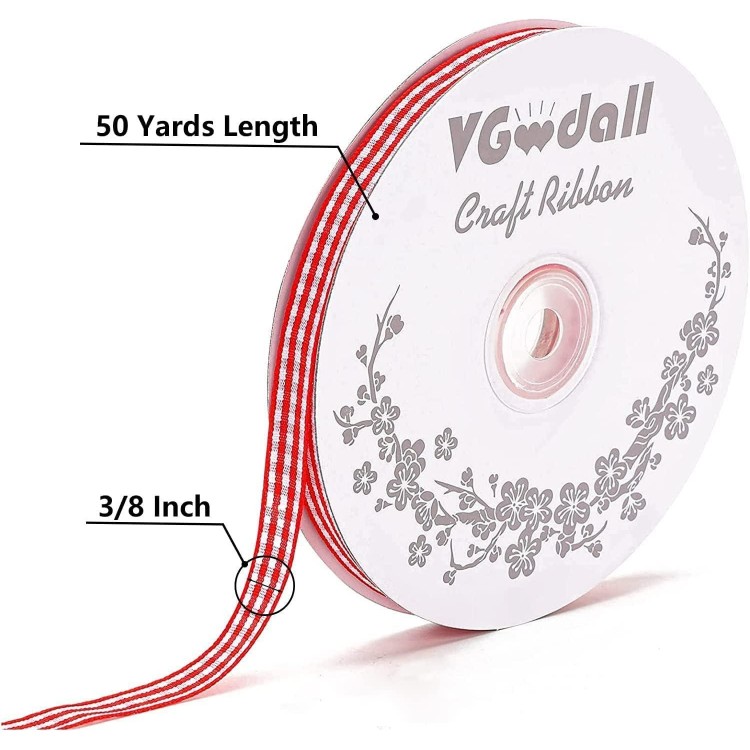 VGOODALL 3/8 x 50Yd Thin Crafts Ribbon for Christmas Gift Wrapping