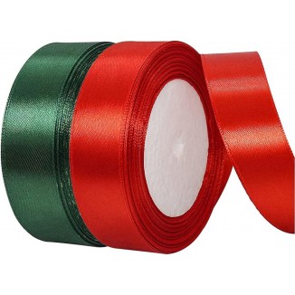 Christmas Satin Ribbon, Double Faced Polyester Ribbon Rolls