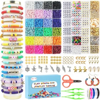 Redtwo Clay Beads Bracelet Making Kit,with Charms and Elastic Strings