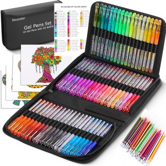 Soucolor Glitter Gel Pens Set for Adult Coloring Books