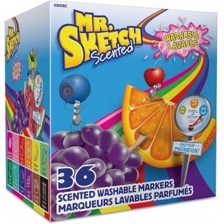 Mr. Sketch Scented Washable Markers, Chisel Tip, Assorted Colours, 36 Count