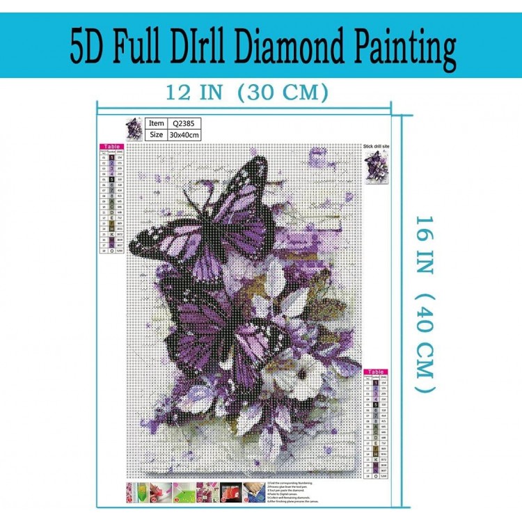 DOTZSO Diamond Painting Kits,DIY 5D Round Full Drill Butterfly Diamond Art