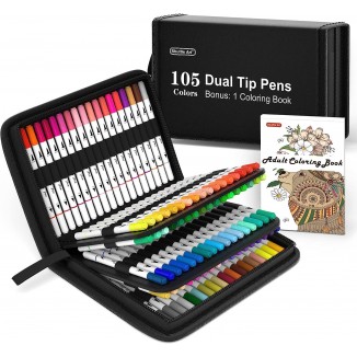 Shuttle Art Dual Tip Brush Pens Art Markers,Fine and Brush Dual Tip Markers Set