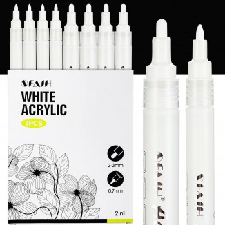 SFAIH Acrylic White Paint Pens - Medium Tip & Extra Fine White Paint Marker