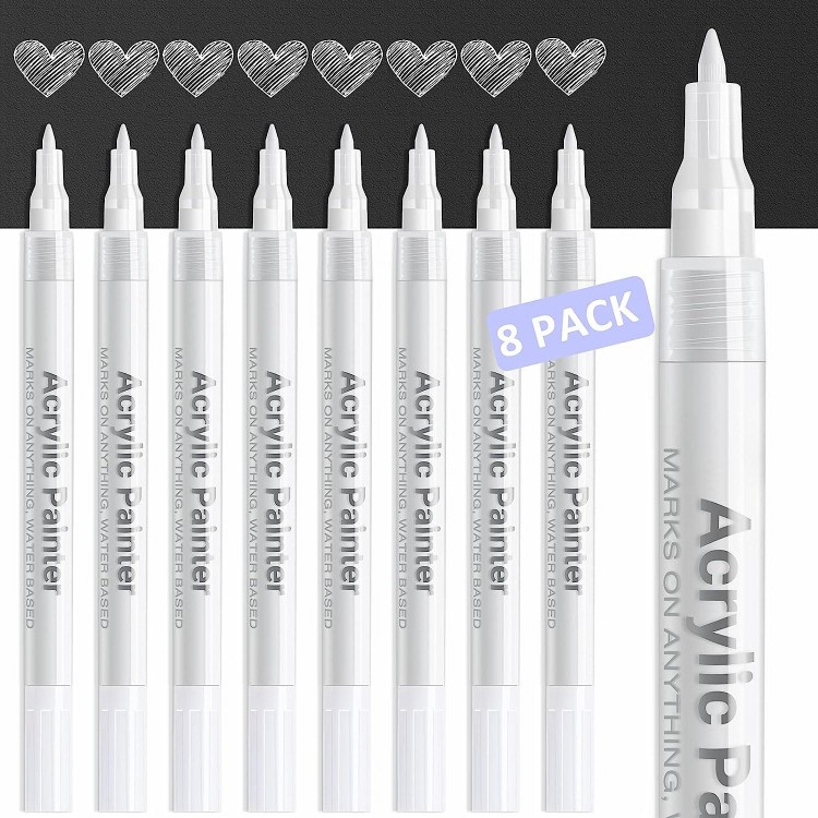 AKARUED White Paint Pen Acrylic Marker: White Paint Marker For Black Paper