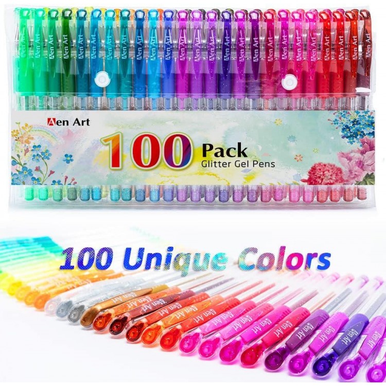 Glitter Gel Pens, 100 Color Glitter Pen Set