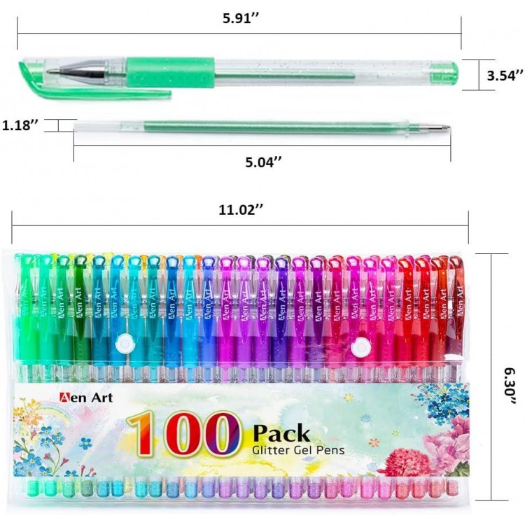 Glitter Gel Pens, 100 Color Glitter Pen Set