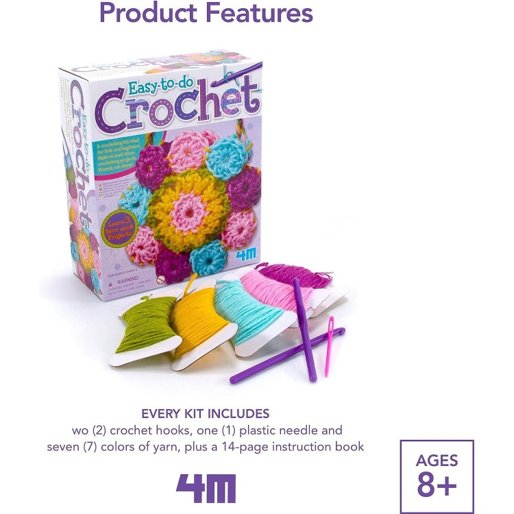 4M Easy-To-Do Crochet Kit - DIY Arts & Crafts Yarn Gift for Kids & Teens