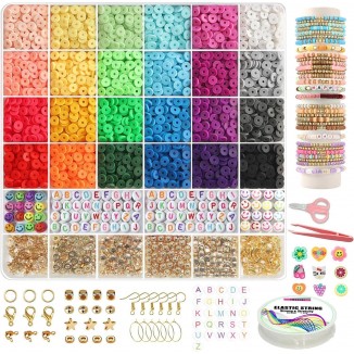 YMSDZHL Clay Beads Bracelet Making Kit,Christmas Flat Preppy Beads