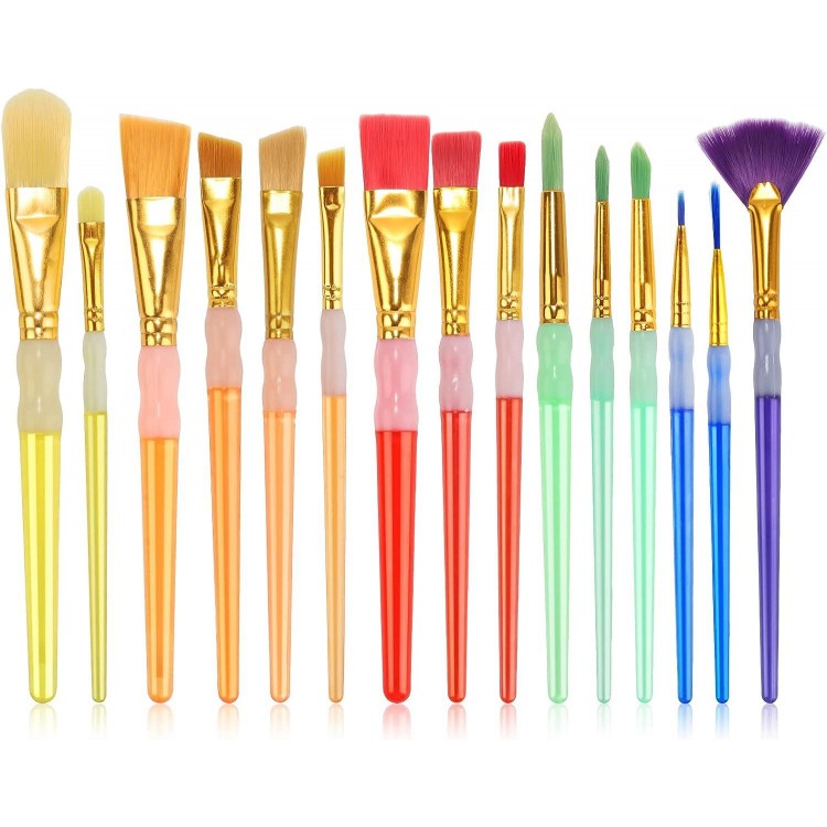 15Pcs Paint Brushes Value Pack, Includes 15 Different Types of Brushes