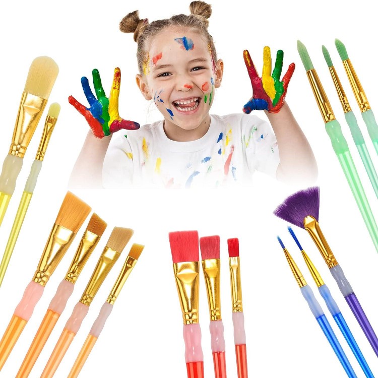 15Pcs Paint Brushes Value Pack, Includes 15 Different Types of Brushes