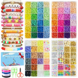 Redtwo 18000 Pcs Clay Beads Bracelet Making Kit,Flat Polymer Heishi Jewelry