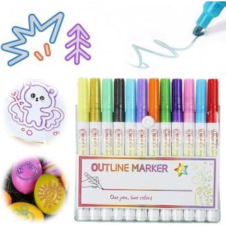 Outline Marker Set, Glitter Gel Double Line Outline Pen