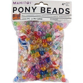 MAHITOI 1000-PC Clear Multi Color Pony Beads Bag, Great Craft Projects