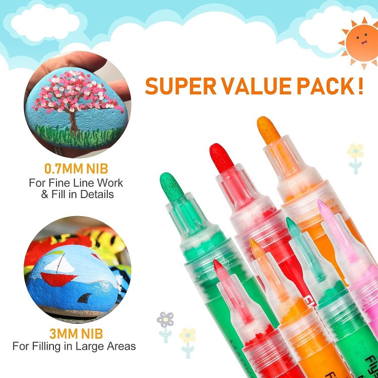 35 Premium Acrylic Paint Marker Pens, Double Pack of Both Extra Fine and Medium Tip