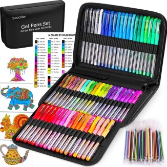 Soucolor 60 Colored Gel Pens for Adult Coloring Books