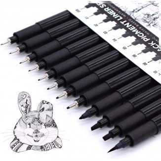 TWOHANDS Art Pens,Fineliner Ink Pens,Set of 12 Technical Drawing pen