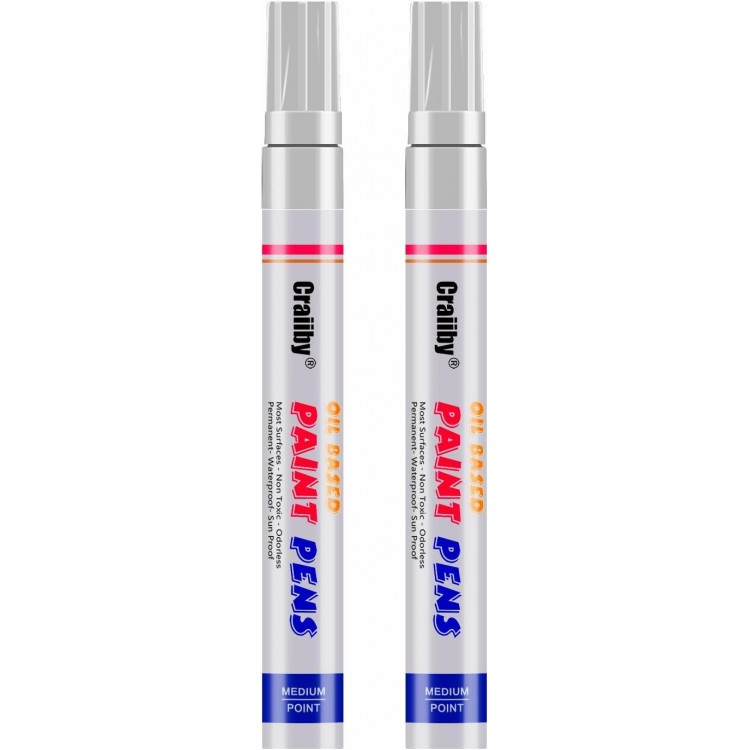 2 Pack Oil-Based Waterproof Quick Dry Permanent Paint Pen Set