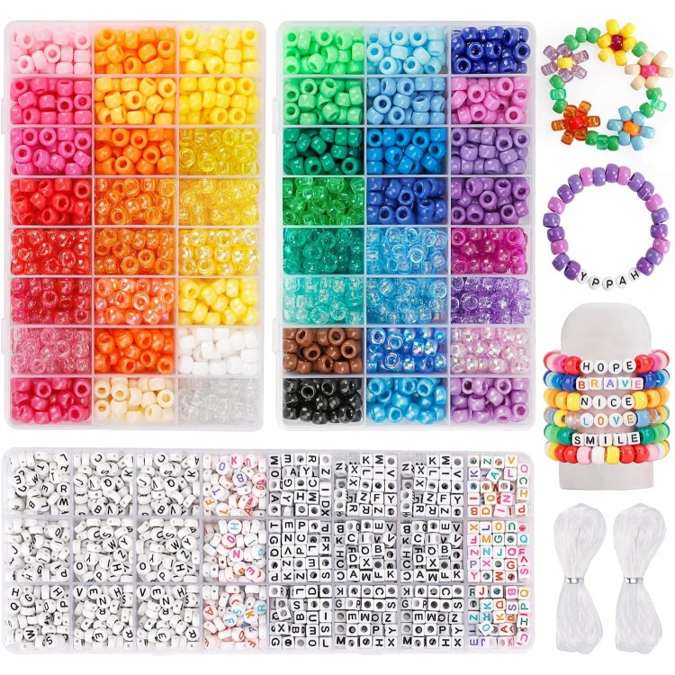 Quefe 3960pcs Pony Beads for Friendship Bracelet Making Kit