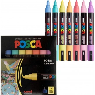 7 Pastel Posca Paint Markers, 5M Medium Posca Markers, Acrylic Paint Pens