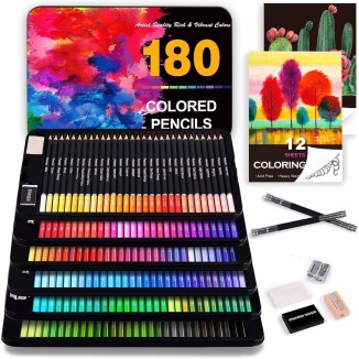 COOL BANK 180 Colored Pencils Set for Adult Coloring Books