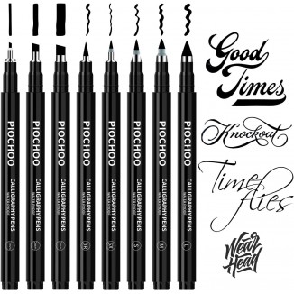 Piochoo 8 Size Calligraphy Pens for Writing,Brush Pens Calligraphy Set