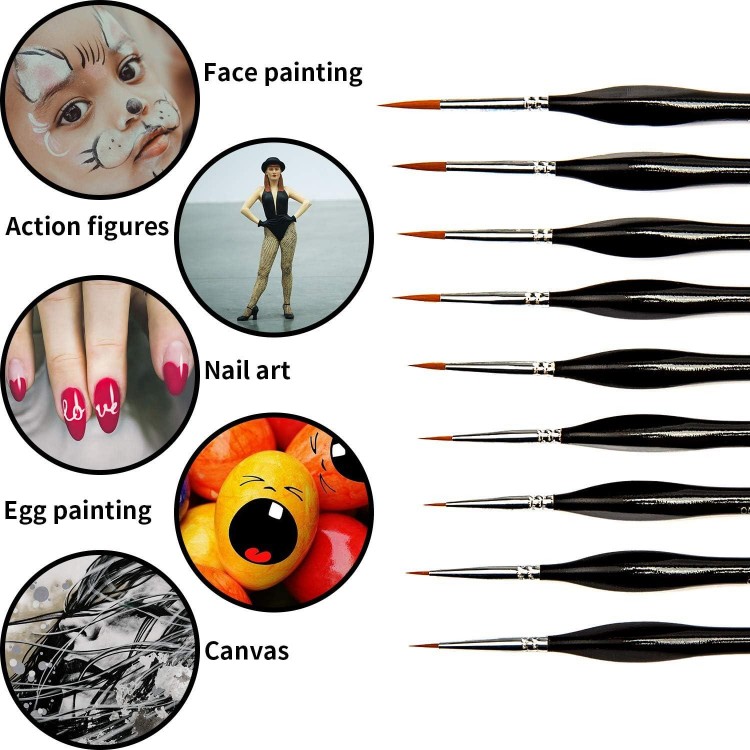 AIEX 9 Pieces Fine Detail Paint Brush Miniature Mini Paints Brush Set