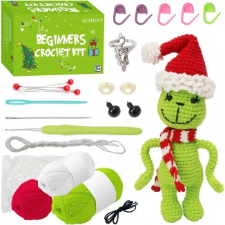 ALODNY Grinchs Crochet Kit for Beginners,Crochet Kit for Beginners Adults