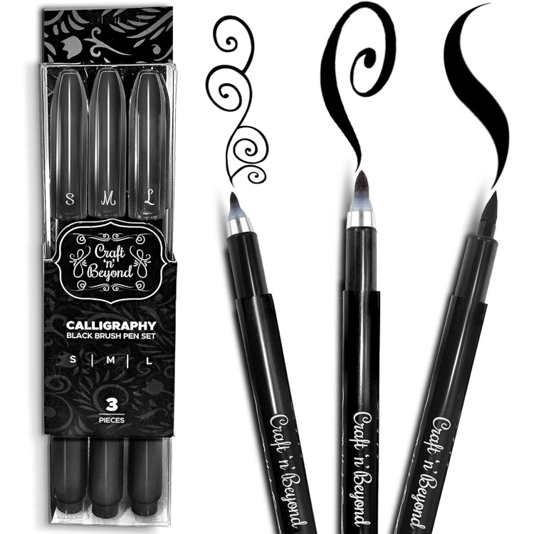 Craft 'n' Beyond Calligraphy Brush Pens Pack, Medium and Large Markers