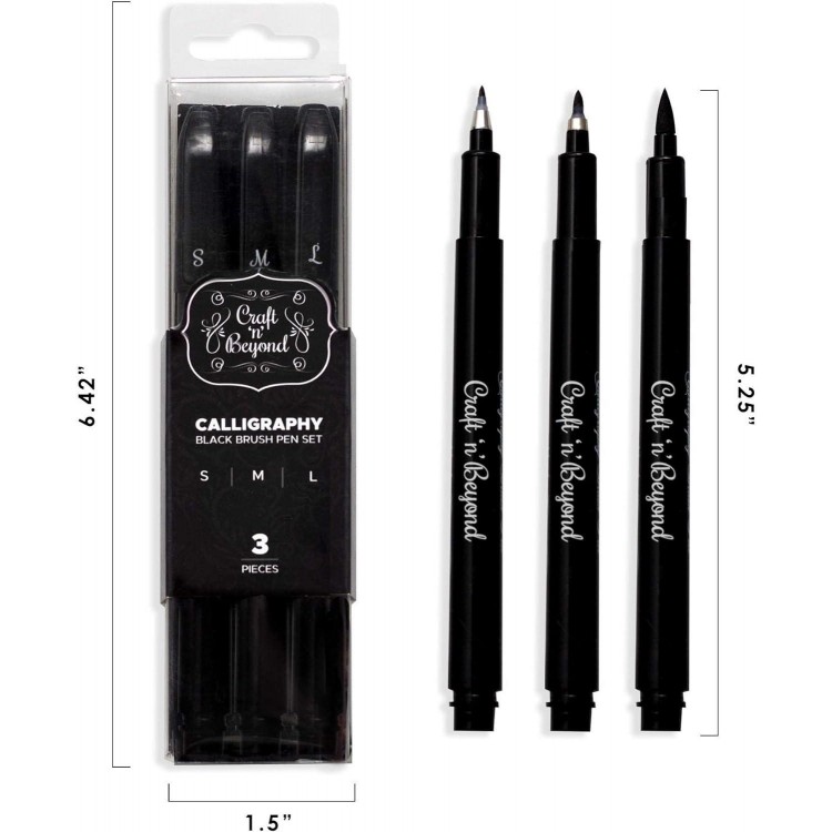 Craft 'n' Beyond Calligraphy Brush Pens Pack, Medium and Large Markers