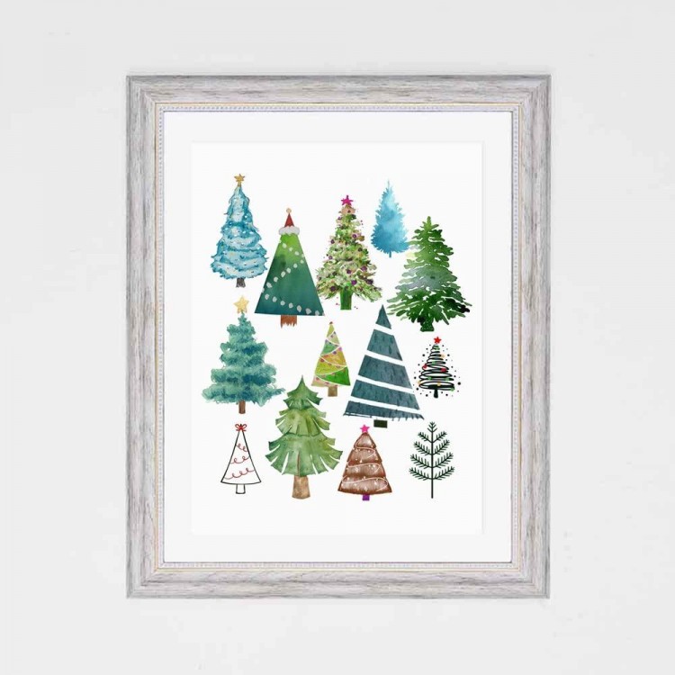 Christmas Tree Art Print Seasonal Home Decor Watercolor Christmas Sign