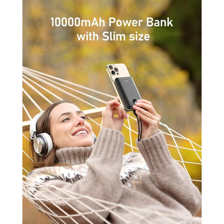 VEEKTOMX Mini Power Bank 10000mAh, 22.5W Fast Charging Small Portable Charger with PD 3.0 & QC 3.0