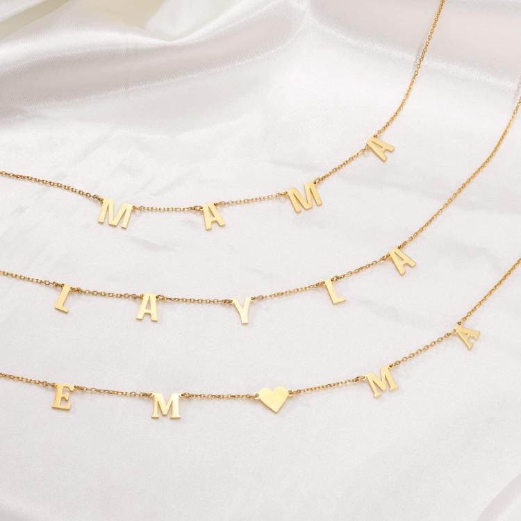 Custom Name Necklace Personalized, 18K Gold Plated Initial Choker