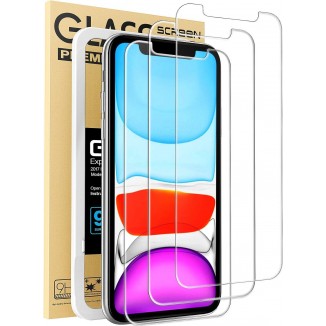 Mkeke Compatible with iPhone 11 Screen Protector for iPhone XR Screen Protector, Tempered Glass Film