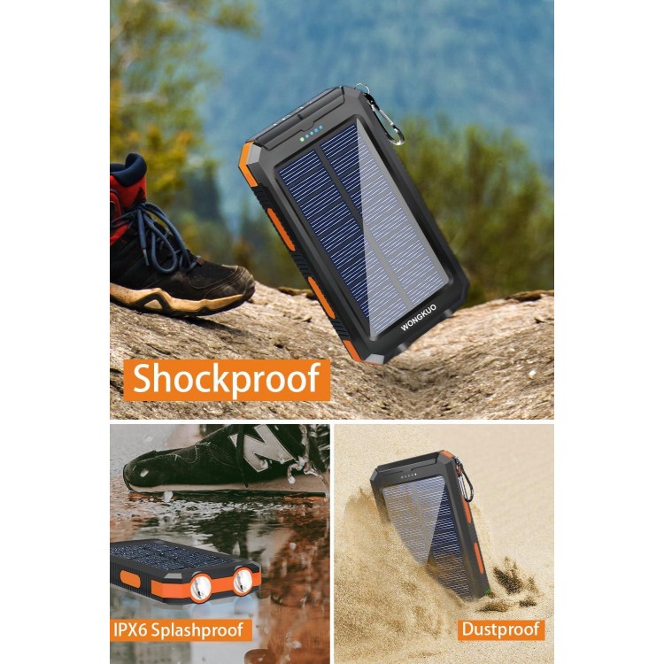 2024 upgrade 36800mAh Solar Phone Charger QC3.0 Fast Charger 