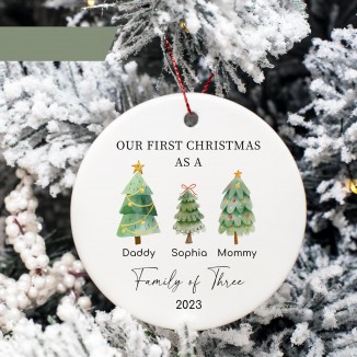 Personalized First Christmas As Family of 3 Ornament 2023