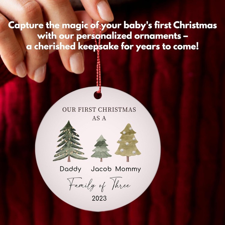 Personalized First Christmas As Family of 3 Ornament 2023