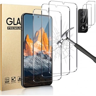 [3+2Pack] Galaxy S22 Plus Screen Protector 9H Tempered Glass + Camera Lens Protector ,Full Coverage Hd Clear Glass Film For Samsung Galaxy S22 Plus 6.6 Inch